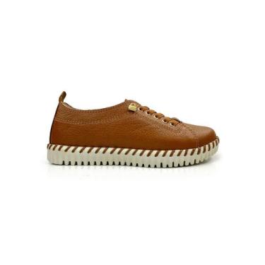 Imagem de Tênis Feminino Bottero Couro Slip-On Casual Confortável 374102, Carame