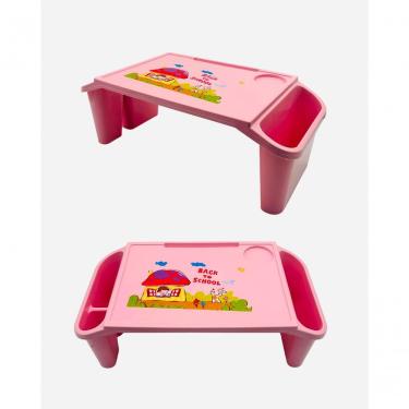 Imagem de Mesa Infantil Back To School Portátil com Compartimentos Laterais e Porta-Copo Rosa Jac Pack 26CM