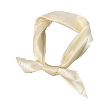 Imagem de Lenço Quadrado De Cetim Feminino 60cm, Faixa De Cabelo Macia, Lenço Pa