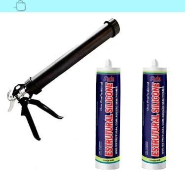 Imagem de 2 Silicone Estrutural Cinza Cartucho 400G Sbrix Aplicadora Cinza, Cinz