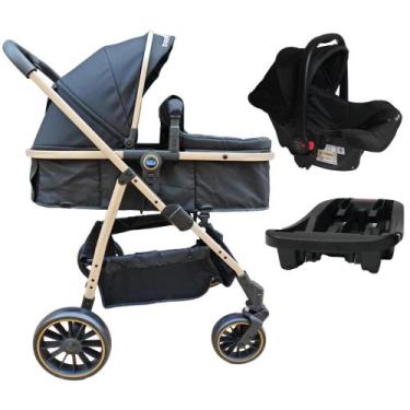Imagem de Carrinho Move 3 em 1 Preto Golden + Bebê Conforto Nina Preto + Base  P