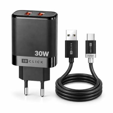 Imagem de Carregador Turbo 30W Compatível Para Samsung Galaxy Tipo C Rápido Fonte Cabo USB C S20 S21 S22 S23 S24 S25 S26 Plus A14 A24 A34 A54 A74 A15 A55 A56 A16 A17 A36 A37 Tab A S Celular 5G Premium 10CLICK