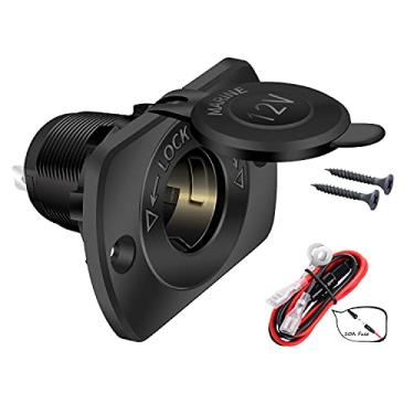Imagem de DaierTek Soquete de isqueiro de 12 V, conector fêmea de substituição, soquete CC, tomada de acendedor de cigarro, com fusível de arame e capa à prova d'água para carro, barco marítimo, automóvel