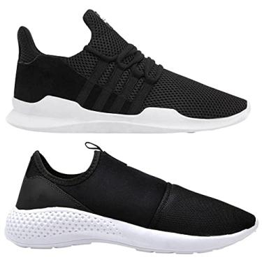 Imagem de Kit 2 Sapatilha Tênis Caminhada Corrida Academia Leve Macio Confortável - 44 - Preto