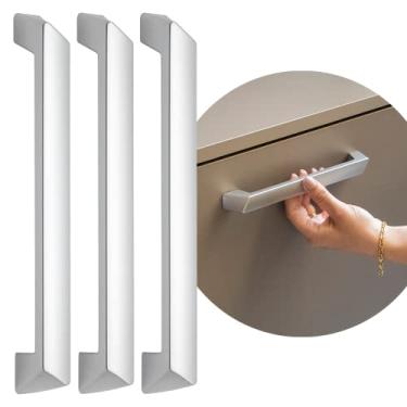 Imagem de 3 Puxadores Para Armário Escritório Quarto Sala 355 192mm (Cromado Fosco)