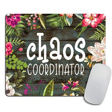 Imagem de Tapete de rato com citação motivacional do Coordenador de caos, tapete de rato floral, acessórios de computador, decoração de cubículos, para jogos, design personalizado,