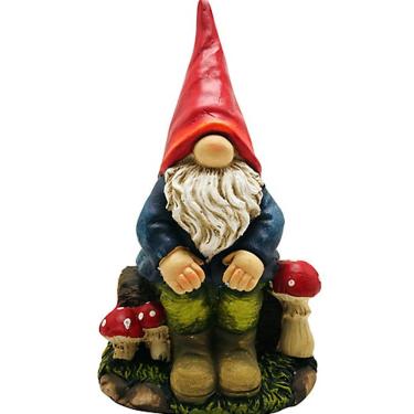 Imagem de Gnomo Sentado Decorativo para Jardim 44cm Colorido Just Home Collection