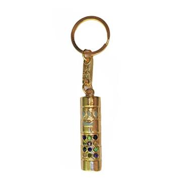 Imagem de Chaveiro Mezuza Mezuzah Mezuzá Metal Dourado Com 12 Pedras