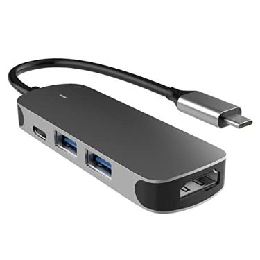 Imagem de Adaptador Multiportas USB C Hub, 4 em 1 USB-C com 4K HDMI, PD de 100W, USB 2.0, Portas de Dados USB 3.0 5Gbps, Compatível com MacBook, iPad Pro, Surface, Galaxy Book, XPS, PixelBook, Chromebook e Mais