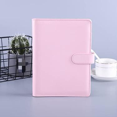 Imagem de A6/A5 PU Couro DIY Capa de Caderno Agenda Agenda Planner Capa Papel Papelaria Escolar, Rosa, A6