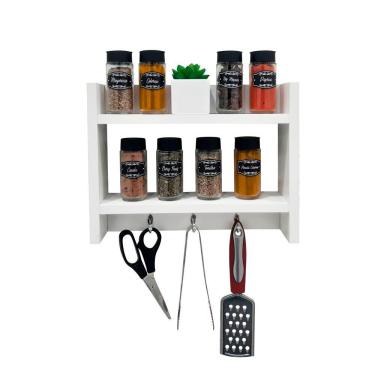 Imagem de Porta Temperos para Cozinha com Suporte Pano Prato Branco