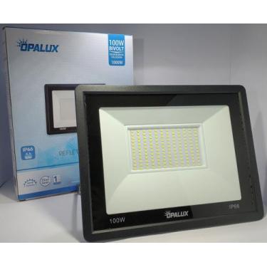 Imagem de Refletor Slim Led 100W Opalux 6500K Luz Branca Bivolt Ip66