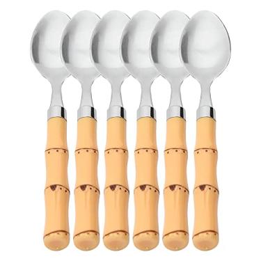 Imagem de Mimo Style Conjunto de Colher de Chá Cabo de Bambu, Aço Inoxidável Polipropileno. São Perfeitos Para o Dia a Dia. São Elegantes e Combinam Com Todos Os Eventos e Ocasiões. Resistente e Durável