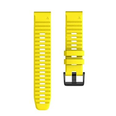 Imagem de GANYUU Pulseira de relógio de ajuste rápido para Garmin Fenix 7X 6X 5X 7 6 Pro 5 5Plus 3HR Pulseira de silicone Easyfit 26mm 22mm Correia (Cor: Amarelo, Tamanho: Fenix 7)