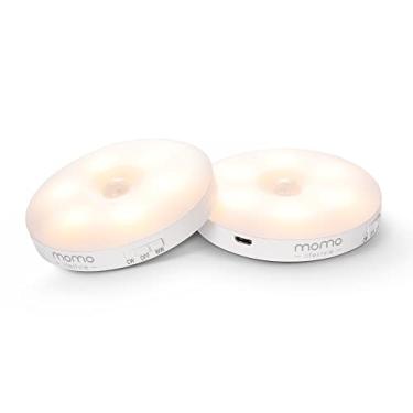 Imagem de Momo Lifestyle Luminária LED com Sensor de Presença, Luz Noturna, Luzinha, Recarregável USB Sem Fio, 0,5W 2 Modos Branco Quente e Branco Frio (2 Unidades)