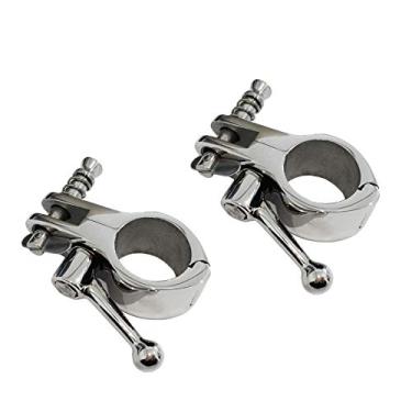 Imagem de NRC&XRC Par de 316 de aço inoxidável Bimini suporte de dobradiça superior com pino de barco e grampo de fixação rápida para tubo de 2,5 cm