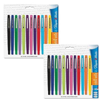 Imagem de Paper Mate Canetas de ponta porosa Flair Point-Guard, 12 canetas coloridas, pacote com 3