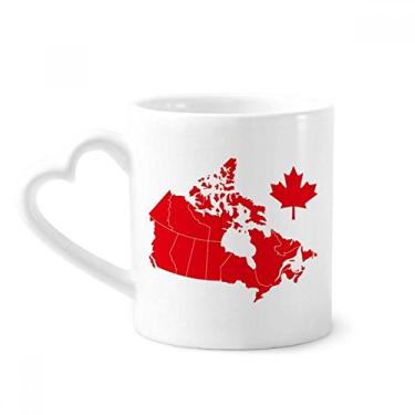 Imagem de Caneca com símbolo de folha de bordo vermelha mapa do país do Canadá caneca café cerâmica copo de coração de vidro
