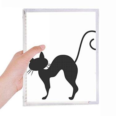 Imagem de Caderno de Sihouette de gato em forma de coração de animal diário de folhas soltas recarregável, papelaria
