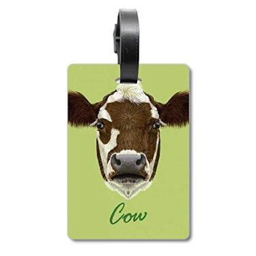 Imagem de Marrom e branco doméstico vaca leiteira animal mala etiqueta etiqueta de bagagem cartão pendurado etiqueta, Multicolorido.
