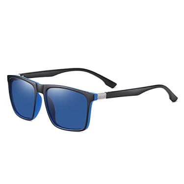 Imagem de Design óculos de sol polarizados homens mulheres verão motorista tons lente colorida quadrada óculos de sol vintage armação ultraleve, C142 preto azul escuro, tamanho único