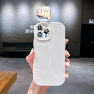 Imagem de Capa de suporte de espelho de câmera para iPhone 13 12 11 Pro Max X Xs Xr 7 8 Plus Capa macia de silicone transparente para iPhone 14 Pro, branco, para iPhone 14 Plus