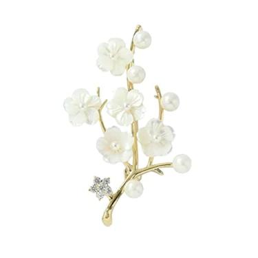 Imagem de KIZQYN Broche feminino branco flor de ameixa pérola terno broche moda versátil broche personalidade luxo elegante broche fantasia acessório