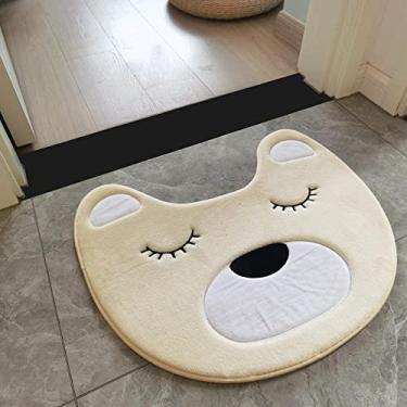 Imagem de Tapete De Pelúcio Para Quarto Banheiro Porta Fofo Urso Lua Macio Linda Decoração 60cm x 50cm (Bege)