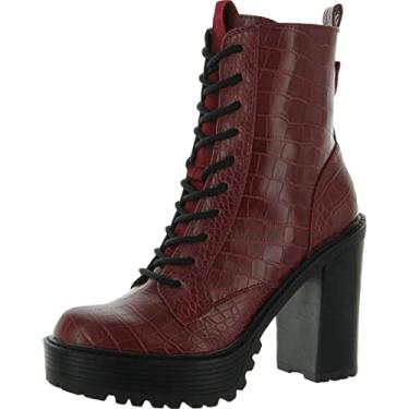 Imagem de GUESS Bota feminina Kaniela cano curto, Crocodilo vermelho Merlot, 6
