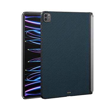 Imagem de Capa PITAKA para iPad Pro de 11 polegadas (2022/2021, 4ª/3ª geração), compatível com teclado mágico, serve para MagEZ Folio 2 e suporte, feito de fibra de aramida, preto/azul [capa MagEZ 2]