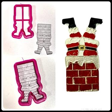 Imagem de CM10 Cortador e marcador papai noel chaminé confeitaria pasta americana