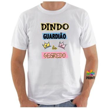 Imagem de Camiseta Adulto Dindo Guardião De Segredo Est. Azul Rosa - Chá  Revela