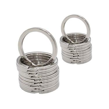 Imagem de Leen4You Porta-chaves de aço inoxidável divididas planas acessórios laço chaveiro porta-chaves porta-chaves - pacote com 20, Prata, 25mm