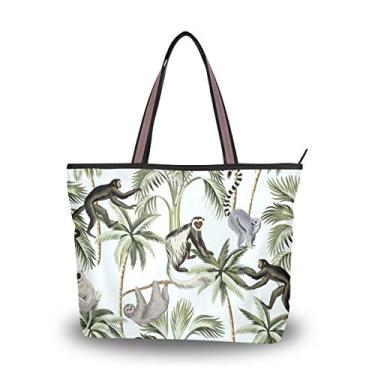 Imagem de Bolsa de ombro My Daily feminina macaco preguiça palmeiras, Multi, Large