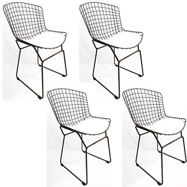 Imagem de Kit 4 Cadeiras BERTOIA aço corten assento branco - Poltronas do Sul