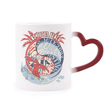 Imagem de Caneca World Beach Lagosta Marine Organismo Sensível ao Calor Caneca Vermelha Mudança de Cor