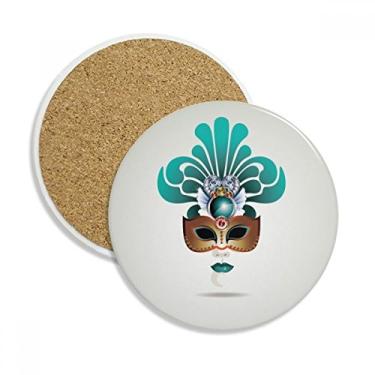 Imagem de Caneca de porta-copos Happy Carnival Of Venice com cabeça de ciano, pedra absorvente de proteção de mesa