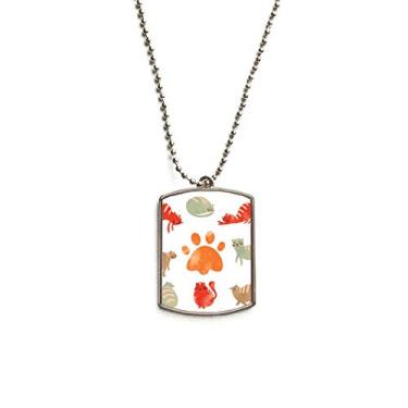 Imagem de DIYthinker Colar com pingente de cachorro com pegada de família de gatos fofos com corrente de aço inoxidável