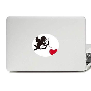 Imagem de Adesivo de vinil com estampa de anjo do Cupido com coração vermelho emblema para laptop