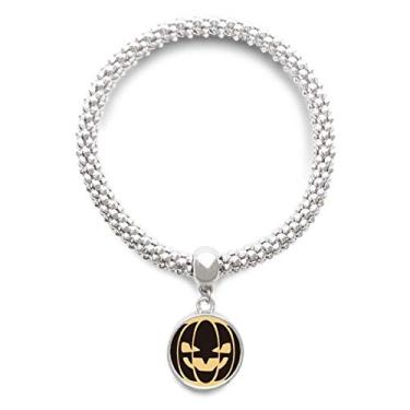 Imagem de DIYthinker Bracelete de prata de abóbora sorridente preto com pingente de corrente de joia ajustável