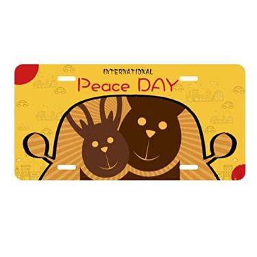 Imagem de DIYthinker Placa de licença com estampa de coelhinho marrom Festival da Religião da Páscoa Decoração de carro Dia da Paz