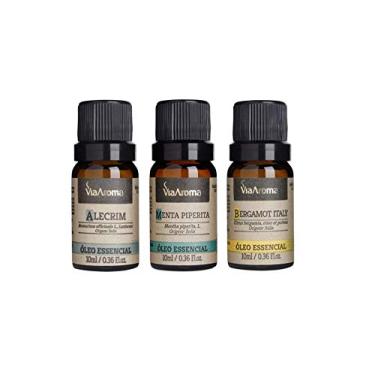 Imagem de Kit Óleos Essenciais - As melhores fragrâncias Para Difusor, Umidificador, Massagem e Aromaterapia - Alecrim, Menta e Bergamot Italy.