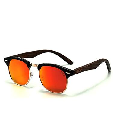 Imagem de Óculos de Sol Hastes de Madeira Browline GCV Polarizados Proteção UV400 (C4)