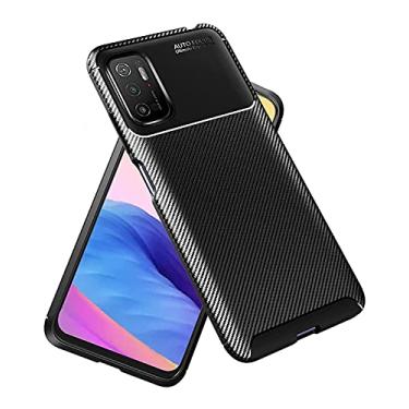 Imagem de Capa Capinha Anti Impacto Para Xiaomi Poco M3 Pro 5g com Tela de 6.5" polegadas - Case Com Desenho Fibra De Carbono Shock Queda (Preta)