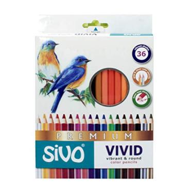 Imagem de Lápis de Cor Redondo, Sivo, Vivid Premium, 52.5900, 36 Cores