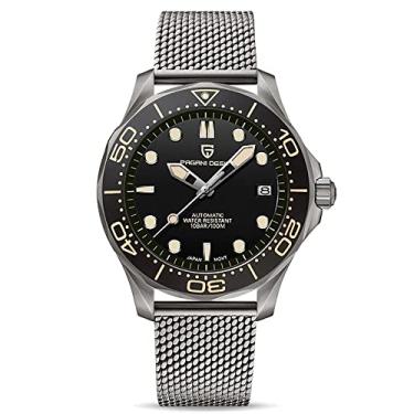 Imagem de HaiQin Pagani Design Relógio de Mergulhador Automático Masculino Movimento Japonês Vidro Safira Exibição Data Relógio de Luxo Negócios - 1667, Malha preta, mergulhador