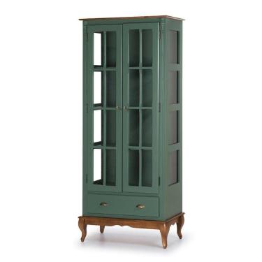 Imagem de Cristaleira Lateral De Vidro Com 2 Portas, 1 Gaveta E 3 Prateleiras Hannover - M560808 - Verniz