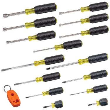 Imagem de Klein Tools 80021 Conjunto de ferramentas, chave de fenda e chave de fenda com pontas sortidas, chaves de porca e magnetizador/desmagnetizador, 16 peças