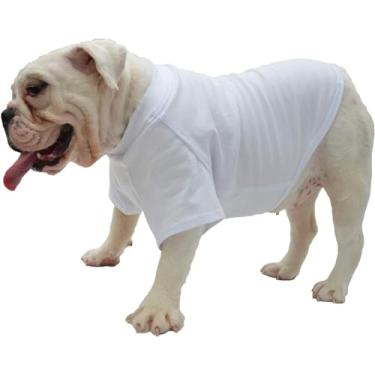 Imagem de Lovelonglong 2019 Trajes de animal de estimação Roupas de cachorro roupas em branco Camisetas para cães grandes médios pequenos 100% algodão 18 coresLovelonglong B-M (for Bulldog -25lbs) branco