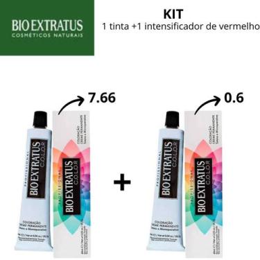Imagem de Kit Bio Extratus 1 Tinta 7.66 + 1 Intensificador De Vermelho 0.6